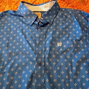 Cinch Blue Patterned Casual Button Down Shirt